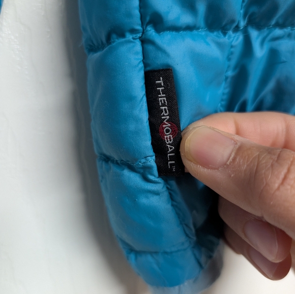 The North Face Toddler Girls 4T Thermoball Quilted Puffer Jacket Hood Teal Blue - Picture 6 of 7